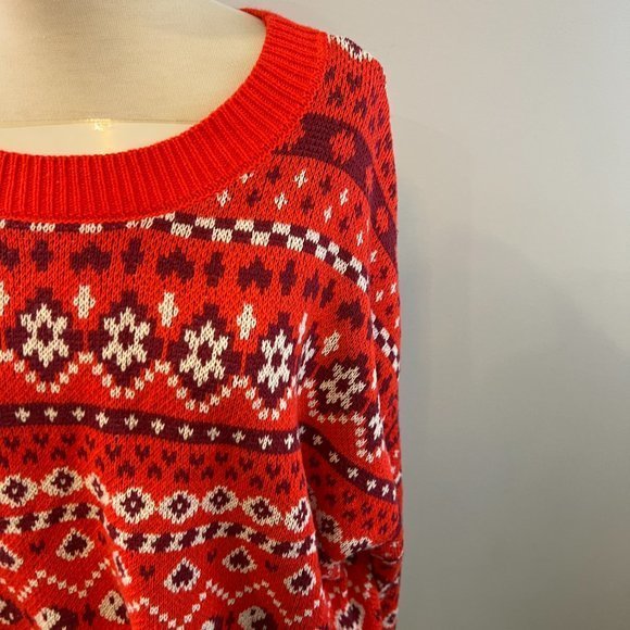 NWOT BP Orange Red Scoop Neck Knit Holiday Sweater (3X) - Picture 3 of 7